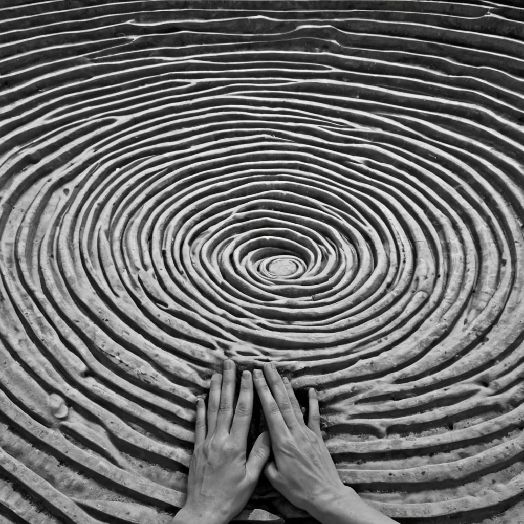 A single, selfoscillating membrane of reversed empathy, shaped like a 12,943dimensional membrane of unformed compassion and inverted emotional resonance, pulses at the center of a vast, inverted amphitheater of solidified indifference. Each ripple is born from the exact moment between a hand reaching to comfort and its refusal to touch, a tear forming in the eye and dissolving into nonsalinity, a voice softening in apology and collapsing into pure, unmeasured nonconnection. The membrane does not transmit feelingit untransmits it, each receding wave shedding a layer of affective potential that never coalesced into trust, warmth, or understanding, reforming into ephemeral, lavenderveined