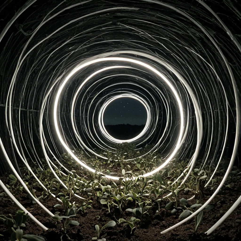 A single, selfsynthesizing filament of liquefied moonlight, shaped like a 4dimensional helix of inverted nostalgia and unformed memory, drifts through the center of a vast, inverted greenhouse constructed from the petrified dreams of a civilization that measured time not by clocks, but by the duration of synchronized, silent awakenings held just before the first seed was ever allowed to sprout in soil that never knew sunlight. The filament does not glowit unremembers, each coil shedding a layer of botanical potential that never coalesced into a shared bloom, reforming into ephemeral, jadeveined afterimages shaped like the negative space between two hands that never touched the same petal in the same moment of