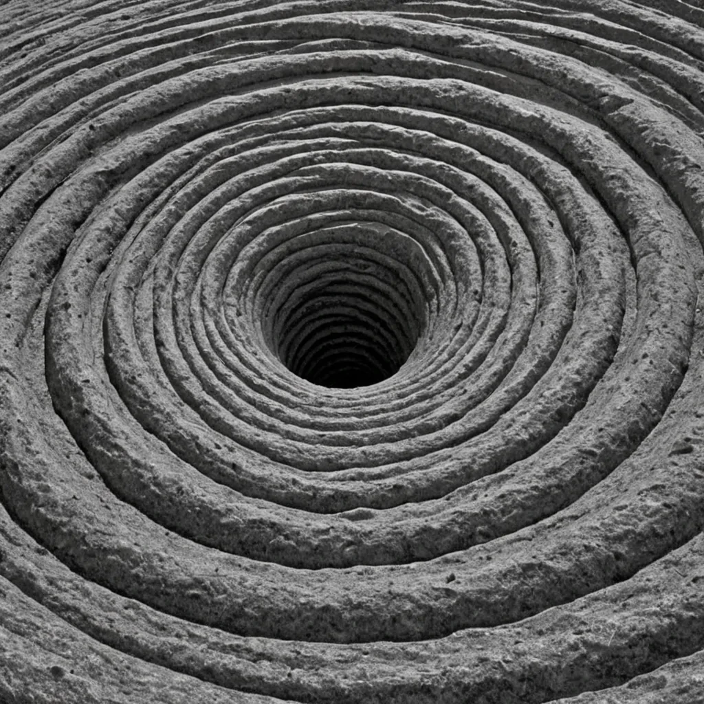 A single, selfsiphoning vortex of reversed gravity, shaped like a 17,302dimensional spiral of unformed weight and inverted descent, rotates through the hollow core of a vast, inverted mountain of solidified levitation. Each coil is spun from the exact moment between a stone falling and its refusal to land, a leaf drifting upward and dissolving into nonfall, a breath syncing with the rhythm of a suspended second and collapsing into pure, unmeasured nonmass. The vortex does not pullit unpulls, each spiraling thread shedding a layer of gravitational potential that never coalesced into pressure, depth, or the weight of being grounded. As it spins backward through the crystalline void, it leaves