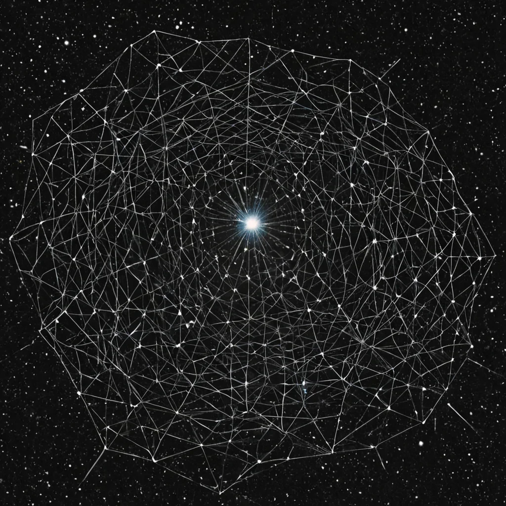 A single, selffragmenting lattice of solidified gravity, shaped like a tessellated, nonlinear web of reversed gravitational potential, hovers at the center of a vast, inverted constellation field forged from the compressed, uncollapsed mass of a civilization that communicated through the duration of synchronized, silent falling. The lattice does not pullit unweights, each fracture dissolving a layer of attraction that never coalesced into a shared descent, reforming into ephemeral, obsidianveined afterimages shaped like the negative space between two feet that never touched the same ground in the same moment of mutual suspension. The constellation field is not astronomicalit is a layered expanse of petrified freefall, each star a frozen moment of descent