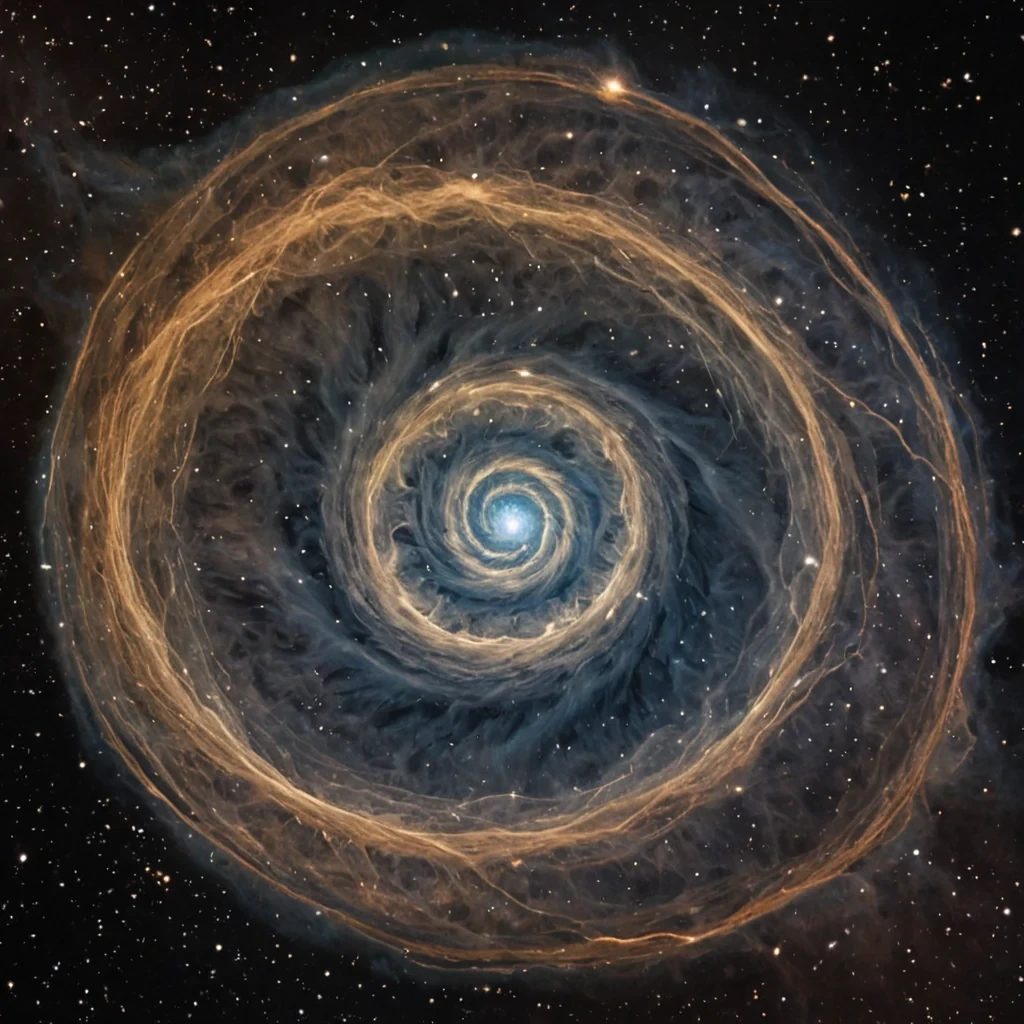 A single, selfrewinding filament of solidified silence, shaped like a helical coil of reversed causality and unformed memory, drifts through the center of a vast, inverted nebula composed of the petrified whispers of a civilization that communicated through the duration of synchronized, silent listening to the same unheard lullaby. The filament does not echoit unlistens, each contraction dissolving a layer of auditory potential that never coalesced into a shared resonance, reforming into ephemeral, opalthreaded afterimages shaped like the negative space between two ears that never tilted in unison during the same moment of mutual stillness. The nebula is not gaseousit is a stratified expanse of compressed silence