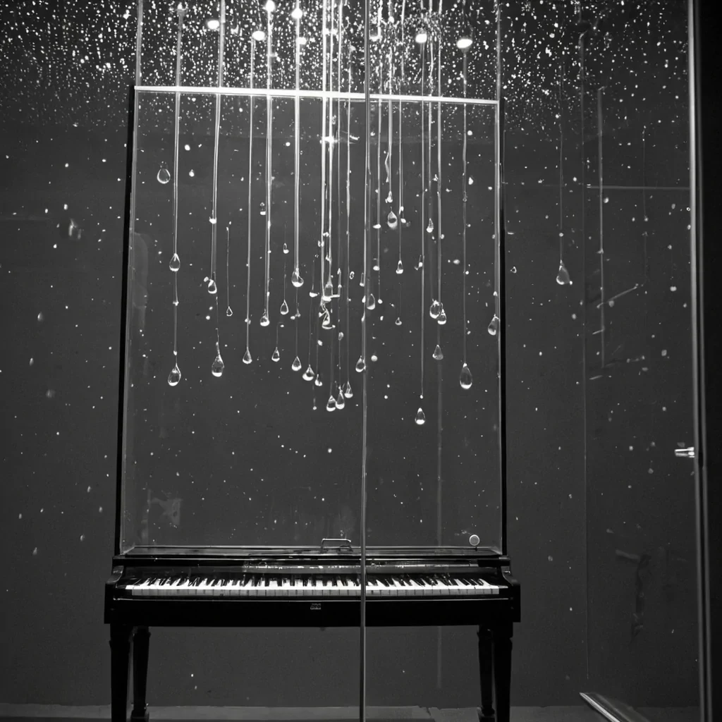 A single, selfassembling constellation of liquid mercury droplets suspended in a vacuum chamber lined with polished obsidian mirrors, each droplet not reflecting light but refracting the spectral afterimage of a forgotten melody played on a piano that never existed. The droplets do not fallthey orbit in a perfect, silent ballet, their surfaces rippling with the thermal signature of a breath exhaled into a void that was never filled. The mirrors do not reflectthey absorb sound, transforming every whisper into a slow, expanding wave of iridescent distortion that traces the outline of a hand reaching toward a door that was never built. The chamber is not sealedit breathes, expanding and contracting with the rhythm of a heartbeat that never occurred, its walls etched