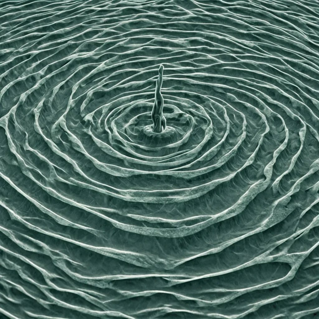 A single, selfoscillating filament of reversed resonance, shaped like a 6,347dimensional tangle of unformed vibration and inverted frequency, drifts through a vast, inverted lagoon of solidified soundeach ripple carved from the exact moment between a note being struck and its refusal to propagate, a chord forming and dissolving into nonharmonic mist, a song beginning and collapsing into pure, unmeasured silence. The filament does not vibrateit unvibrates, each spiraling strand shedding a layer of acoustic potential that never coalesced into shared rhythm, reforming into ephemeral, sapphirethreaded afterimages shaped like the negative space between two hands that never clapped in synchronized rhythm. The