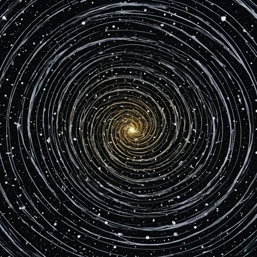 A single, selferoding constellation of reversed time, shaped like a 1,000,000,000,000,000,000dimensional spiral of unformed chronology and inverted causality, drifts through the core of a vast, inverted clockwork of solidified stasis. Each twist is spun from the exact moment between a second ticking and its refusal to pass, a memory forming in the mind and dissolving into nonsequence, a heartbeat syncing with a distant pulse and collapsing into pure, unmeasured nonprogress. The spiral does not advance timeit unadvances it, each shimmering strand shedding a layer of temporal potential that never coalesced into motion,
