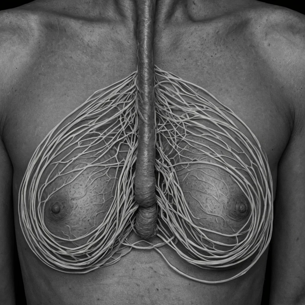 A single, selfilluminating tangle of reversed breath, shaped like a 7,300dimensional knot of unformed air and inverted respiration, drifts at the center of a vast, inverted lung of solidified stillness. Each strand is spun from the exact moment between a sigh escaping the lips and its refusal to disperse, a gasp forming in the throat and dissolving into nonexhalation, a breath held in anticipation and collapsing into pure, unmeasured nonpulse. The knot does not contain airit uncontains it, each fraying filament shedding a layer of pulmonary potential that never coalesced into rhythm, oxygen, or the weight of being alive. As it rotates in the lungs