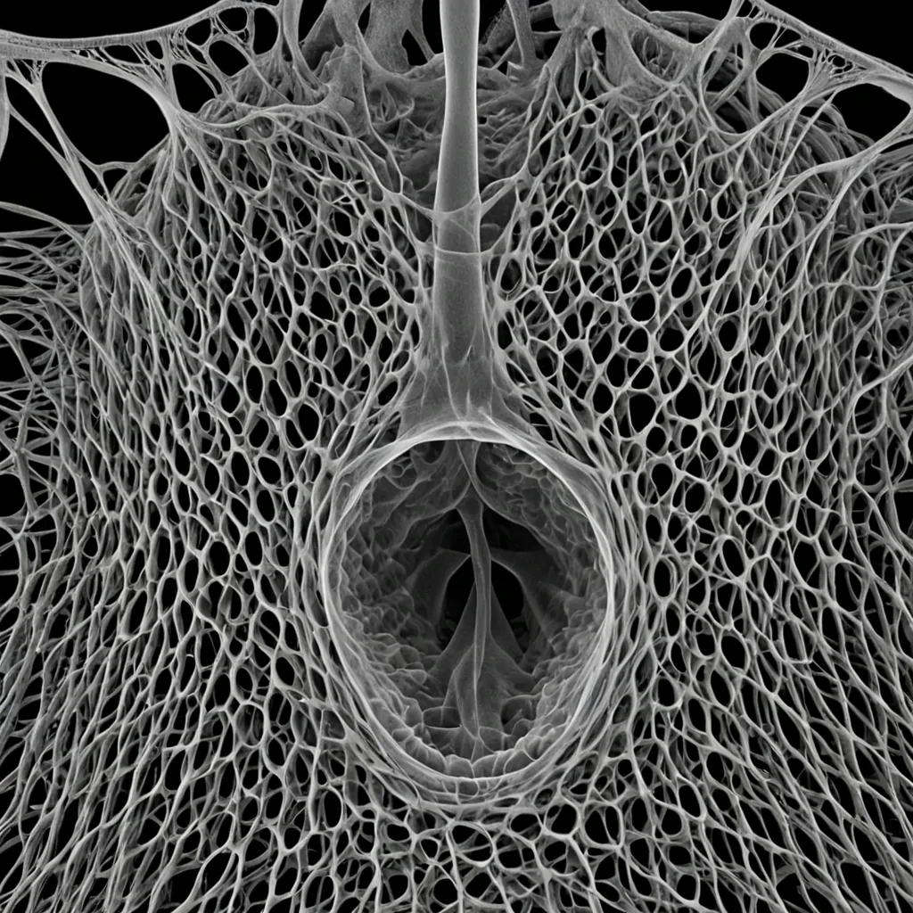A single, selfreplicating lattice of inverted breath, shaped like a 301dimensional net of unformed air and reversed respiration, pulses at the center of a vast, inverted lung of solidified stillnesseach alveolus frozen midcollapse in the exact moment between an inhale and its refusal to expand, a sigh forming and its sudden dissolution into silent void, a gasp suspended and its unraveling into pure absence. The lattice does not breatheit unbreathes, each trembling filament shedding a layer of pneumatic potential that never coalesced into a shared rhythm, reforming into ephemeral, lapislaced afterimages shaped like the negative space between two ribs that never rose in unison,