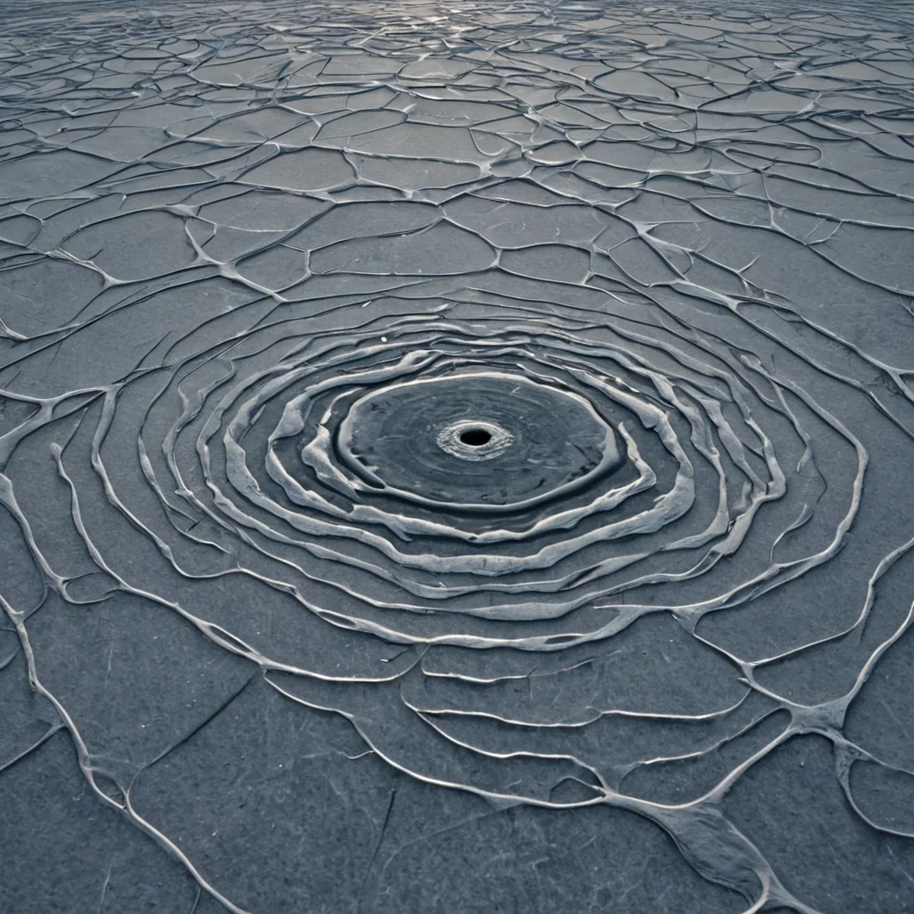 A single, selfoscillating membrane of liquidized empathy stretches across the surface of a dormant, crystalline tundra on a planet that orbits a neutron star in reverse, its ripples not moving forward but receding into the past with each crest. The membrane does not reflect lightit absorbs emotion, each wave pulsing with the faint, chromatic afterimage of a lullaby composed in the language of unspoken apologies. The tundra beneath is not frozenit is a solidified layer of compressed silence, its surface etched with the geometric patterns of a conversation that ended before it began, each fracture forming the outline of a door that leads to a room that has never been built. Above, the sky is not skyit is