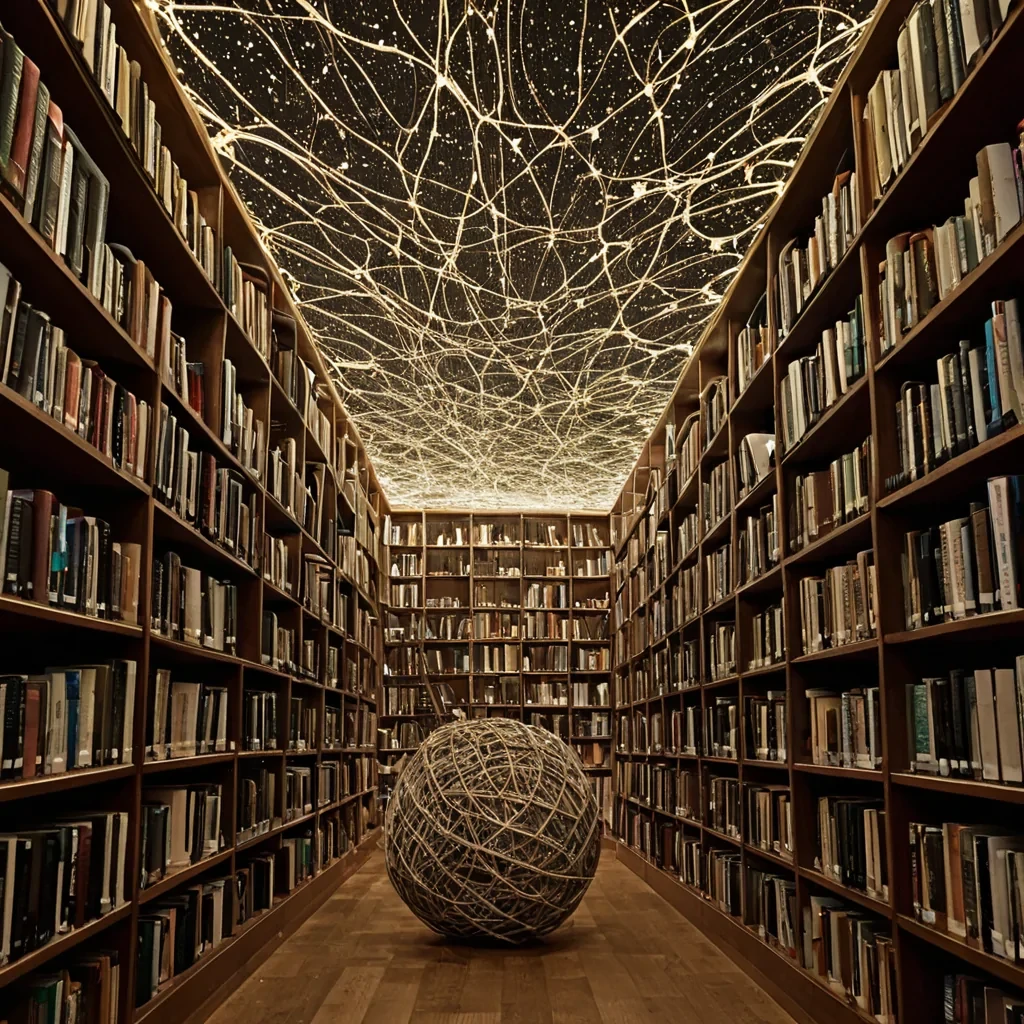 A single, selfrewriting constellation of reversed language, shaped like a 1013dimensional net of unformed syntax and inverted semantics, drifts at the center of a vast, inverted library of solidified silenceeach bookshelf carved from the exact moment between a word being spoken and its refusal to be understood, a sentence forming and dissolving into nonlogical dust, a story being told and collapsing into pure, unshared meaninglessness. The constellation does not communicateit uncommunicates, each shimmering thread shedding a layer of linguistic potential that never coalesced into a shared narrative, reforming into ephemeral, jadeveined afterimages shaped like the negative space between two tongues that never met in translation. The library