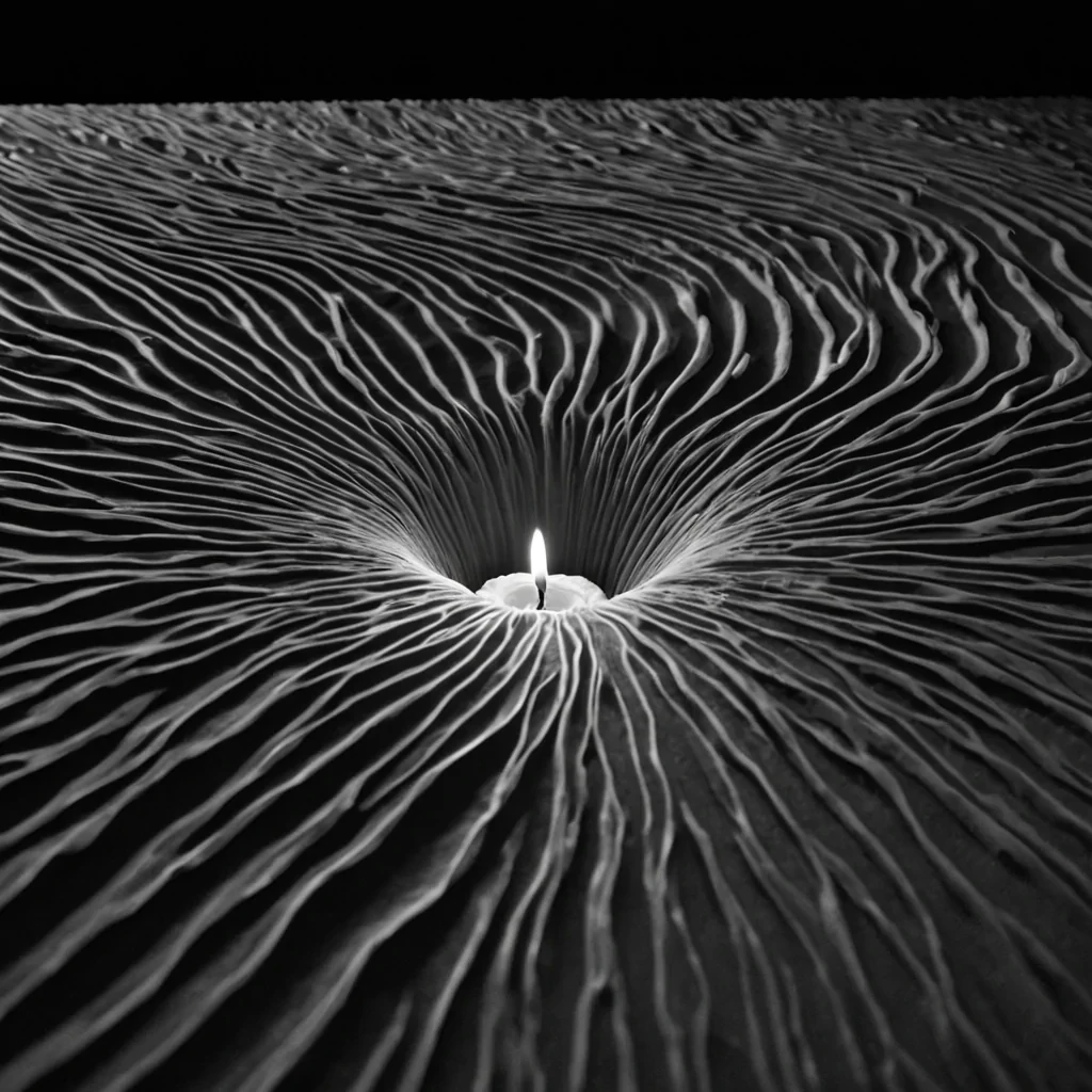 A single, selfilluminating seam of reversed light, shaped like a 13,789dimensional thread of unformed radiance and inverted luminescence, drifts at the center of a vast, inverted ocean of solidified shadow  each wave carved from the exact moment between a candle being lit and its refusal to burn, a star forming in the void and dissolving into nonthermal darkness, a glance cast toward the horizon and collapsing into pure, unmeasured nonvisibility. The seam does not emit light  it unemits it, each fraying filament shedding a layer of photonic potential that never coalesced into perceptible glow, reforming into ephemeral, sapphireveined afterimages
