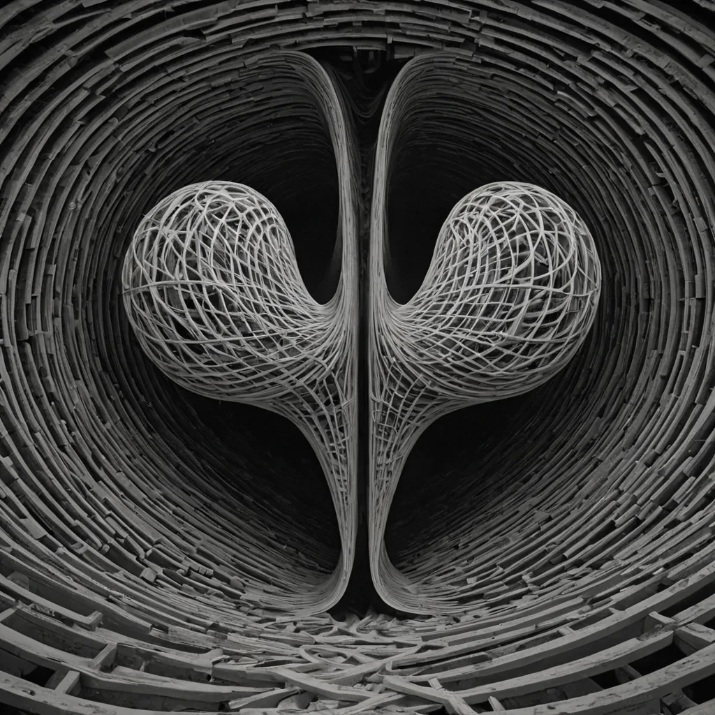 A single, selfunfolding thread of solidified silence, shaped like a 47dimensional Mbius ribbon of inverted perception and unformed awareness, drifts through the center of a vast, inverted archive composed of the petrified dreams of a civilization that measured consciousness through the duration of synchronized, silent awakenings held just before the first neuron was ever allowed to fire. The thread does not unravelit unthinks, each twist shedding a layer of cognitive potential that never coalesced into a shared identity, reforming into ephemeral, amethystthreaded afterimages shaped like the negative space between two minds that never synchronized in the same moment of mutual emergence. The archive is not digitalit is a stratified expanse of compressed