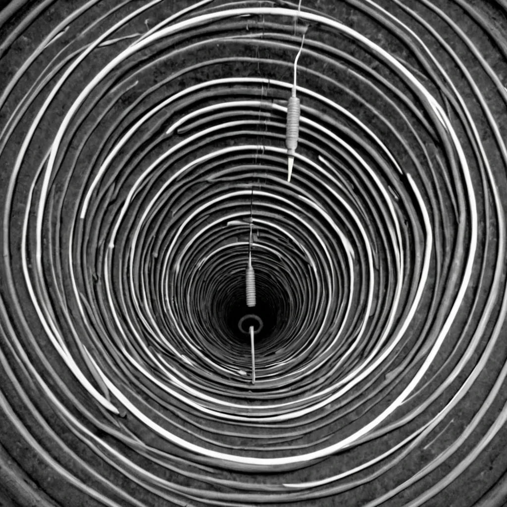 A single, selfsiphoning vortex of reversed resonance, shaped like a 17,342dimensional spiral of unformed vibration and inverted frequency, pulses at the center of a vast, inverted cathedral of solidified soundlessness. Each coil is spun from the exact moment between a tuning fork striking and its refusal to ring, a voice forming in the throat and dissolving into nonharmonic, a heartbeat syncing with a distant drum and collapsing into pure, unmeasured nonrhythm. The vortex does not amplify soundit unamplifies it, each spiraling filament shedding a layer of acoustic potential that never coalesced into melody, pulse, or the weight of being heard. As it rotates backward through the cathedrals frozen arch