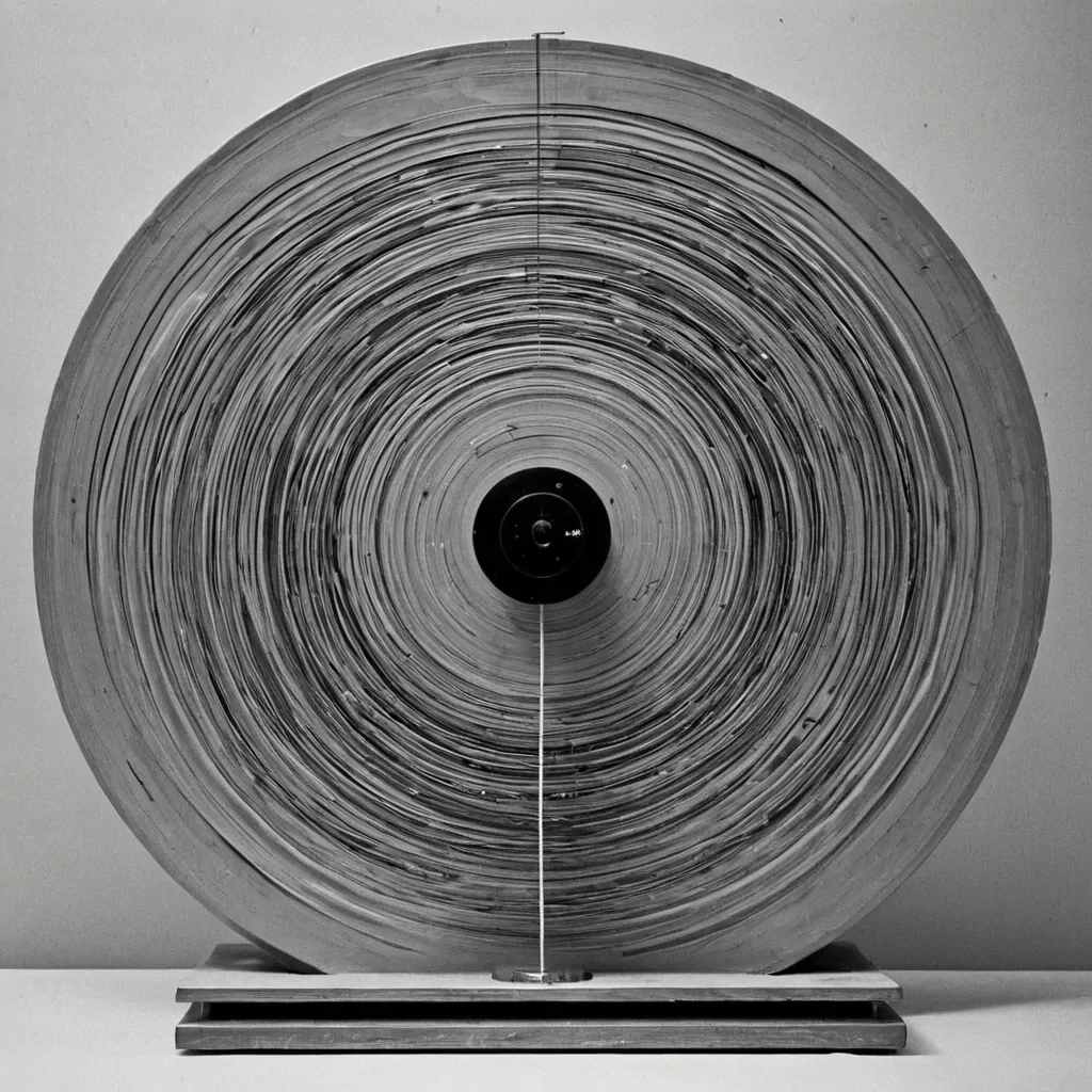 A single, selfdissolving thread of reversed silence, shaped like a 12,709dimensional filament of unformed stillness and inverted quiet, drifts through the core of a vast, inverted archive of solidified noise. Each twist is spun from the exact moment between a record needle lifting and its refusal to stop spinning, a radio dial turning and dissolving into nonfrequency, a voice fading into the static and collapsing into pure, unmeasured nonresonance. The thread does not suppress soundit unsuppresses it, each shimmering strand shedding a layer of auditory potential that never coalesced into melody, rhythm, or the weight of being heard. As it spirals backward through the archives frozen shelves,