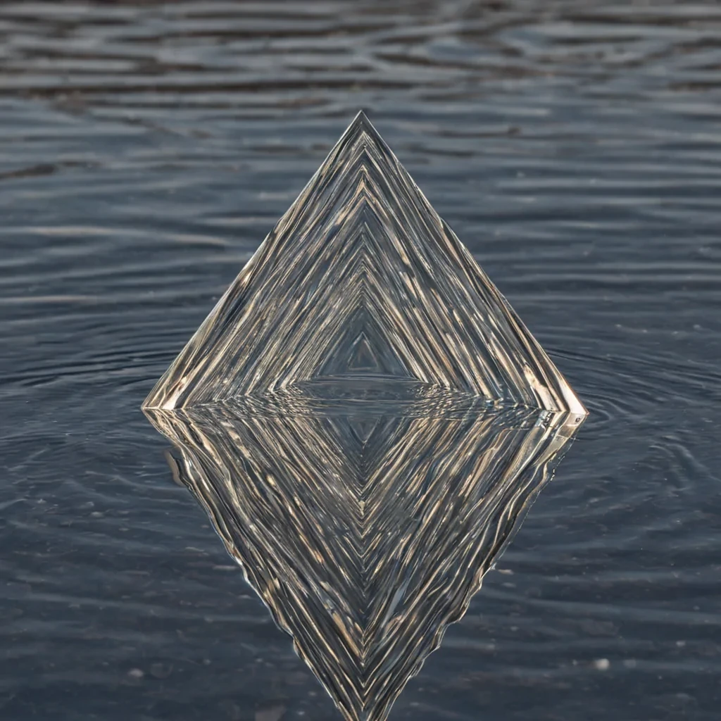 A single, selfreflecting prism of inverted silence, shaped like a 197dimensional lattice of unformed stillness and reversed quiet, hovers at the center of a vast, inverted mirrorlake of solidified reflectioneach ripple frozen middistortion in the exact moment between a gaze cast and its refusal to return, a shadow formed and its sudden collapse into pure void, a surface touched and its silent retraction into glass. The prism does not refractit unrefracts, each shimmering facet shedding a layer of optical potential that never coalesced into a shared image, reforming into ephemeral, amethystveined afterimages shaped like the negative space between two eyes that never met in the dark,