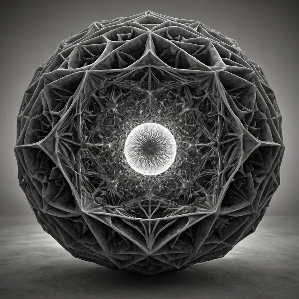 A single, selfilluminating spore of compressed silence, shaped like a perfect, nonreflective dodecahedron of reversed time and unformed stillness, drifts through the center of a vast, inverted archive composed of the solidified breaths of a civilization that communicated through the duration of synchronized, silent humming of the same unhummed lullaby. The spore does not resonateit unhumms, each pulse dissolving a layer of harmonic potential that never coalesced into a shared melody, reforming into ephemeral, moonstonethreaded afterimages shaped like the negative space between two lips that never parted in unison during the same moment of mutual lull. The archive is not textualit is