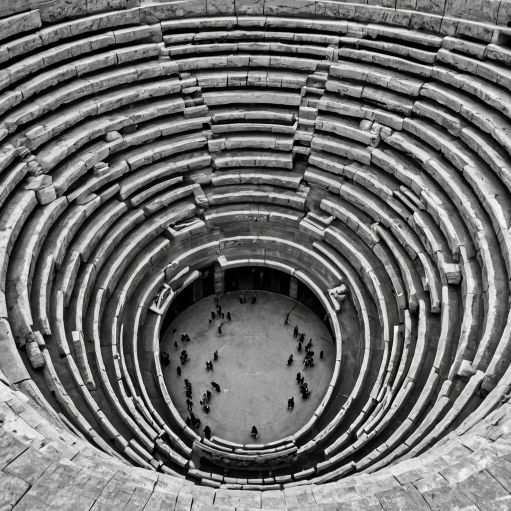 A single, selfrewriting column of solidified laughter, shaped like a spiraling, nonlinear echo of reversed auditory delight, pulses at the center of a vast, inverted amphitheater constructed from the compressed, unshared joy of a civilization that communicated through the duration of synchronized, silent smiling. The column does not resonateit unlaughs, each rotation dissolving a layer of mirth that never coalesced into a genuine chuckle, reforming into ephemeral, topazveined afterimages shaped like the negative space between two mouths that never curved in the same moment of mutual amusement. The amphitheater is not performativeit is a layered expanse of petrified hilarity, each tier etched with the kinetic