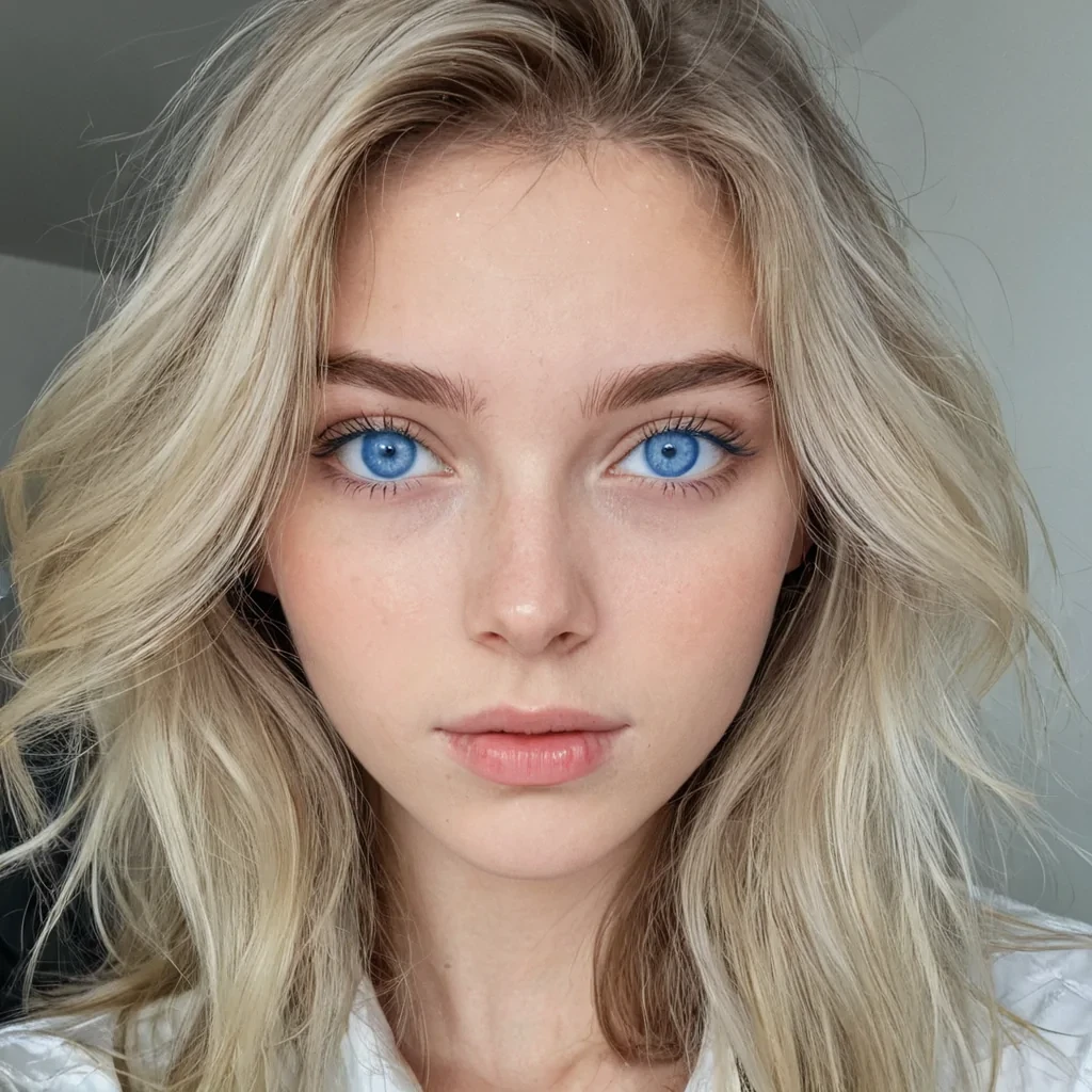 Raid hair, blue eyes, 20 years old woman