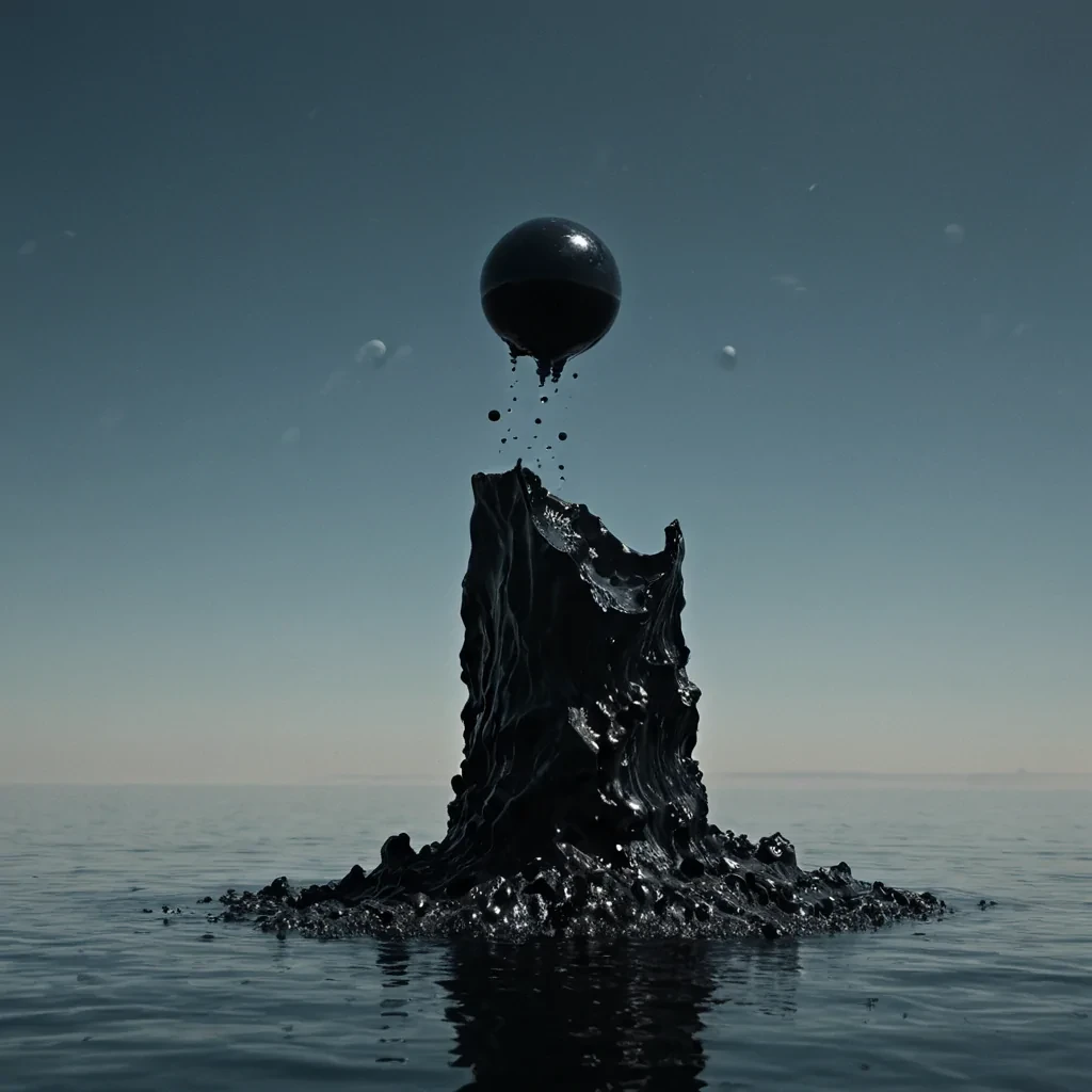 A sprawling, sentient archipelago of floating, obsidianhued inkwells drifts through the stratosphere of a planet where language is not written, but erased. Each inkwell is not a container, but a solidified moment of silence  the exact instant before a word was about to be spoken, compressed into a dense, black monolith that pulses with a subsonic hum of unspoken intent. The inkwells do not leak they absorb sound, their surfaces rippling like oil on water when a whisper passes nearby, each ripple forming a fleeting, negativeimage script in the air  a language of absence that only the wind can read. The sky is not blue  it is a slow