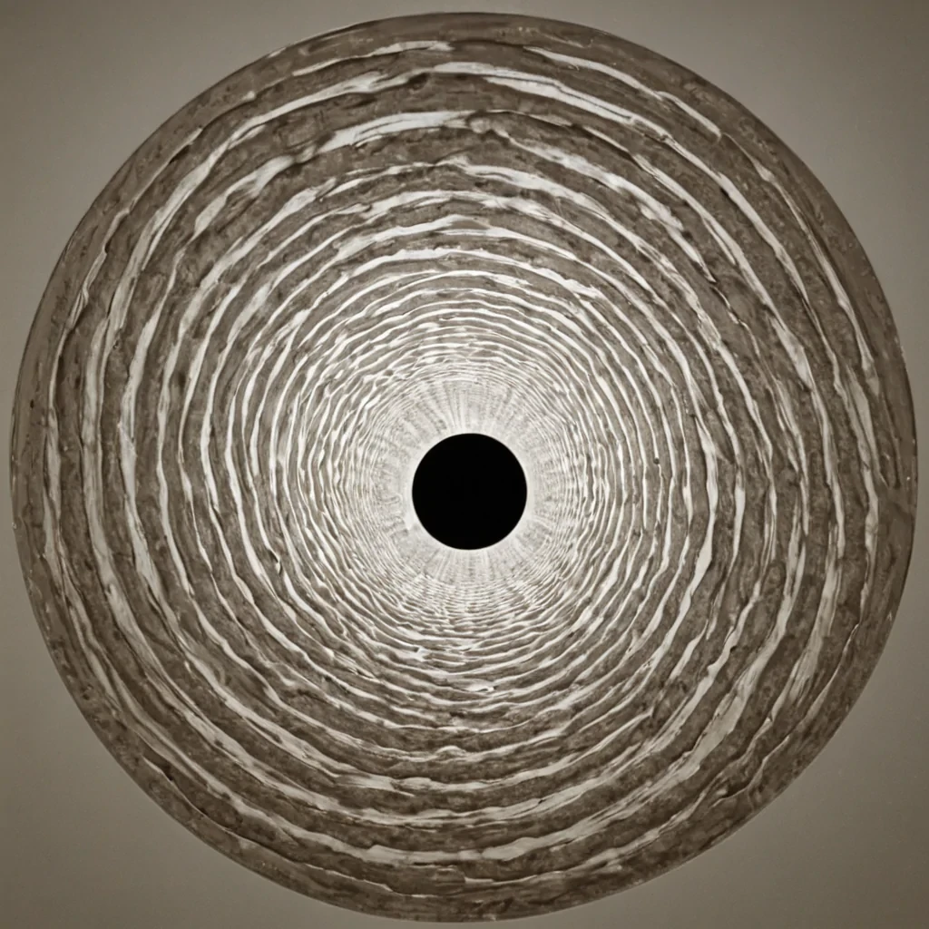 A single, selfresonating membrane of solidified sound waves pulses in the center of a vast, still archive composed entirely of inverted, petrified laughter from a civilization that communicated through the frequency of unbroken silences. The membrane does not vibrateit sings in reverse, each harmonic decay forming a slow, spiraling vortex shaped like the negative space between two lips that never parted, its surface shimmering with the faint, ultrasonic afterimage of a joke that was almost told. The archive is not made of paper or metalit is a layered expanse of suspended breaths from a thousand unspoken comedies, each shelf etched with the emotional residue of a punchline that never landed, its walls glowing with the