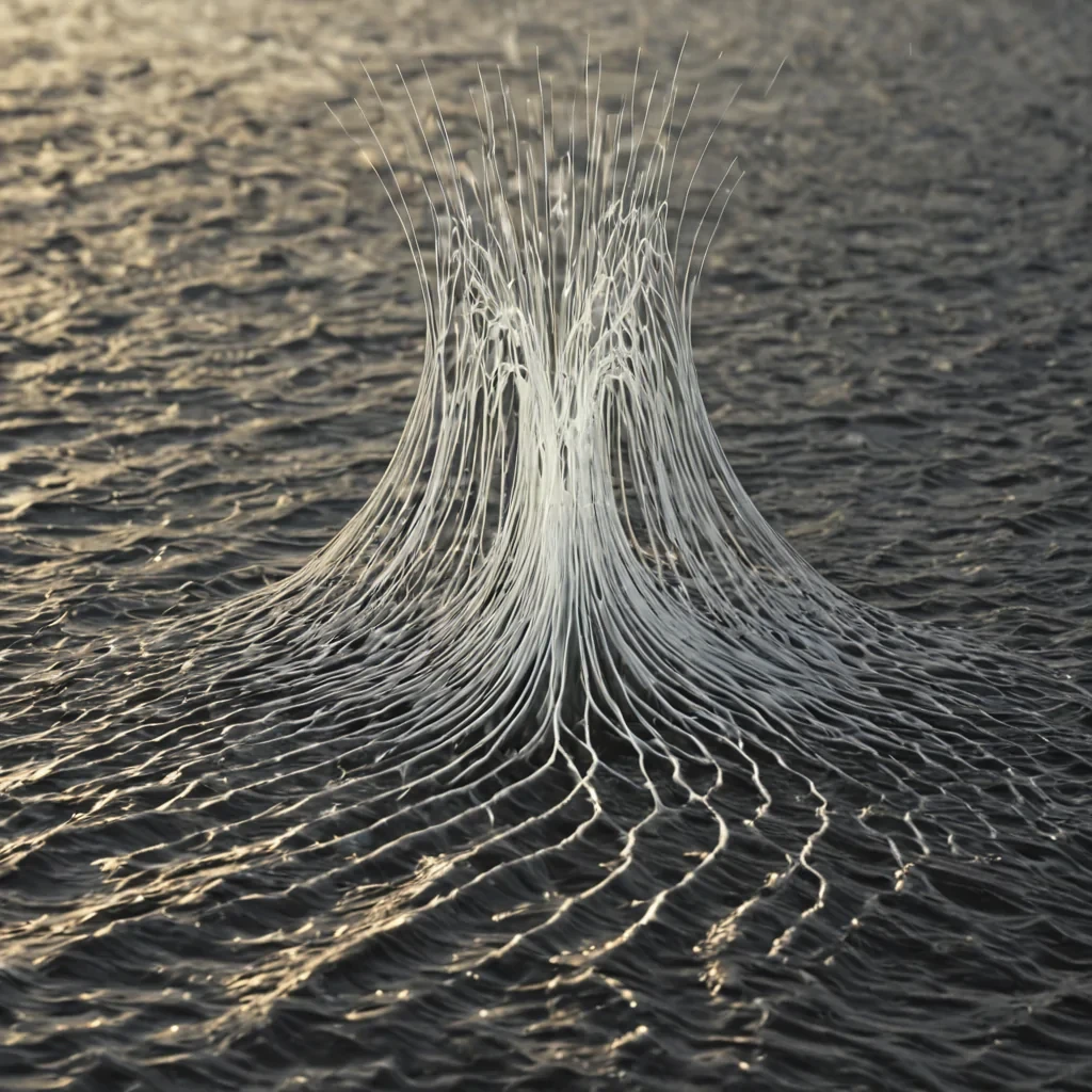 A single, selfresonating filament of reversed stillness, shaped like a 12,847dimensional lattice of unformed motion and inverted momentum, pulses at the center of a vast, inverted river of solidified sound. Each node is spun from the exact moment between a foot lifting off the ground and its refusal to step, a wave cresting and dissolving into nonimpact, a breath held in midexhale and collapsing into pure, unmeasured nonkinetic potential. The lattice does not propagate movementit unpropagates it, each branching filament shedding a layer of dynamic possibility that never coalesced into stride, flow, or vibration, reforming into ephemeral, amethystveined mist