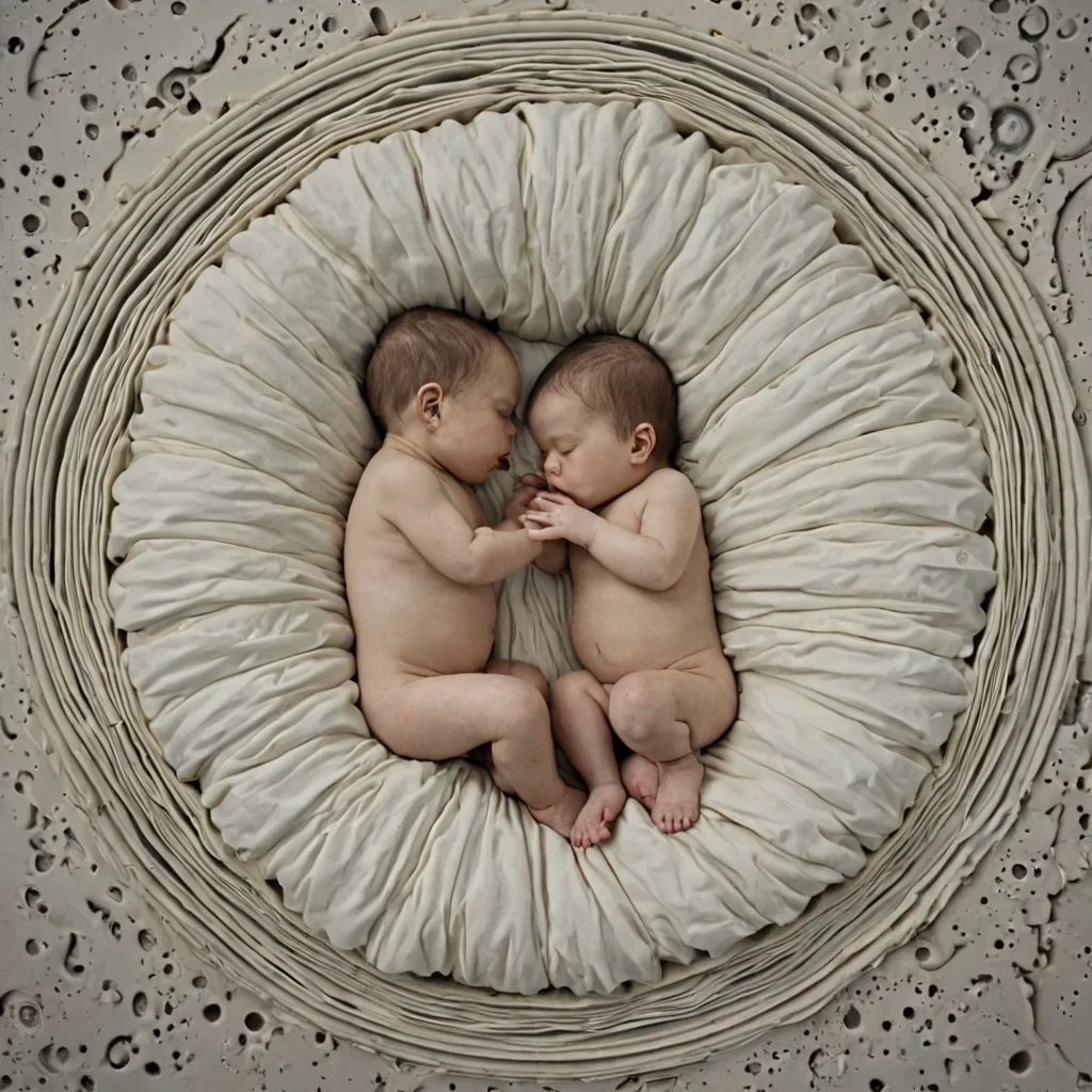 A single, selfoscillating membrane of solidified silence, shaped like a hyperbolic, nonEuclidean drumhead woven from the reversefrequency resonance of unspoken lullabies, hovers at the center of a vast, inverted nursery suspended between two unaligned cycles of forgotten childhood. The membrane does not vibrateit unsings, each ripple dissolving a layer of melody that never coalesced into a lullaby, reforming into ephemeral, moonstoneveined afterimages shaped like the negative space between two hands that never cradled the same sleeping infant in the same moment of shared tenderness. The nursery is not domesticit is a layered expanse of petrified innocence, each crib et