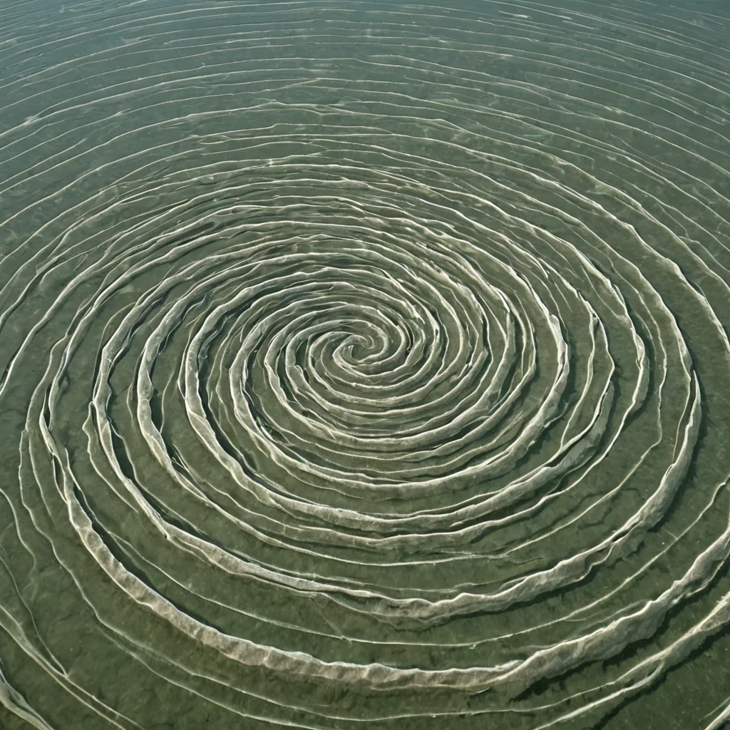 A single, selfresonating filament of compressed light, shaped like a spiraling, nonreflective helix of inverted chronon dust, pulses at the center of a vast, inverted lagoon where the water is not liquid, but solidified, unplayed symphonies from a civilization that communicated through the frequency of unbroken harmonics. The filament does not vibrateit unharmonizes, each twist dissolving a layer of resonance that never existed, reforming into ephemeral, chromatic ripples shaped like the negative space between two instruments that never played in the same breath of tonal alignment. The lagoon is not earthit is a layered expanse of petrified sound, each wave etched with the vibr