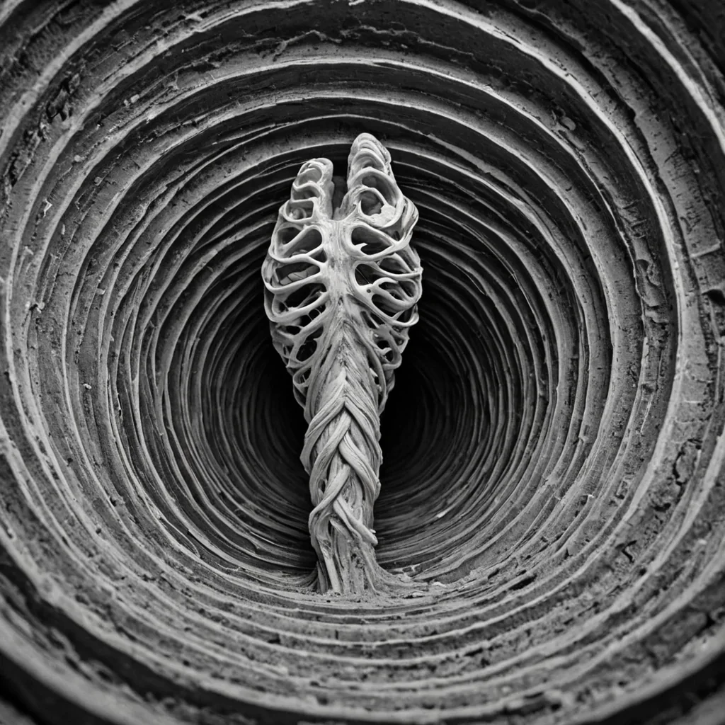 A single, selfdissolving filament of reversed patience, shaped like a 17dimensional spiral of unformed stillness and inverted endurance, drifts through the center of a vast, inverted archive of solidified breatheach shelf carved from the petrified instant between a sigh held and its release, a pause extended and its abrupt termination, a silence stretched and its sudden collapse into sound. The filament does not waitit unwaits, each trembling strand shedding a layer of temporal tolerance that never coalesced into a shared moment of calm, reforming into ephemeral, lapislaced afterimages shaped like the negative space between two lungs that never synchronized, suspended in the hushed, breathless void of a world where time was