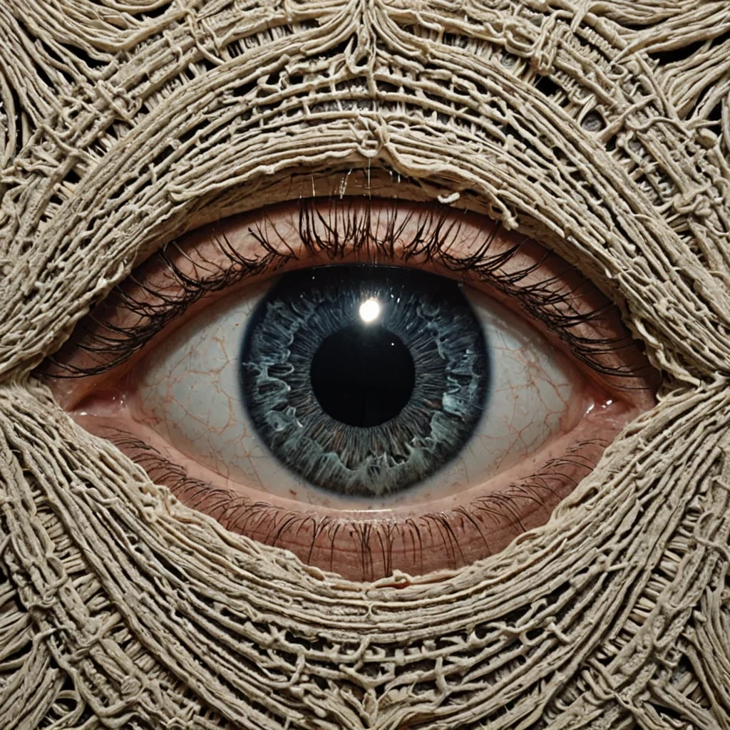 A single, selfunfolding membrane of reversed perception, shaped like a 2,047dimensional tapestry of unformed sight and inverted awareness, drifts through a vast, inverted gallery of solidified blindnesseach canvas carved from the exact moment between an eye opening and its refusal to perceive, a lens focusing and dissolving into nonoptical void, a gaze shifting and collapsing into pure, unmeasured absence. The tapestry does not revealit unreveals, each fraying thread shedding a layer of visual potential that never coalesced into discernible form, reforming into ephemeral, prismatic afterimages shaped like the negative space between two eyes that never looked at a world that never existed in any light. The