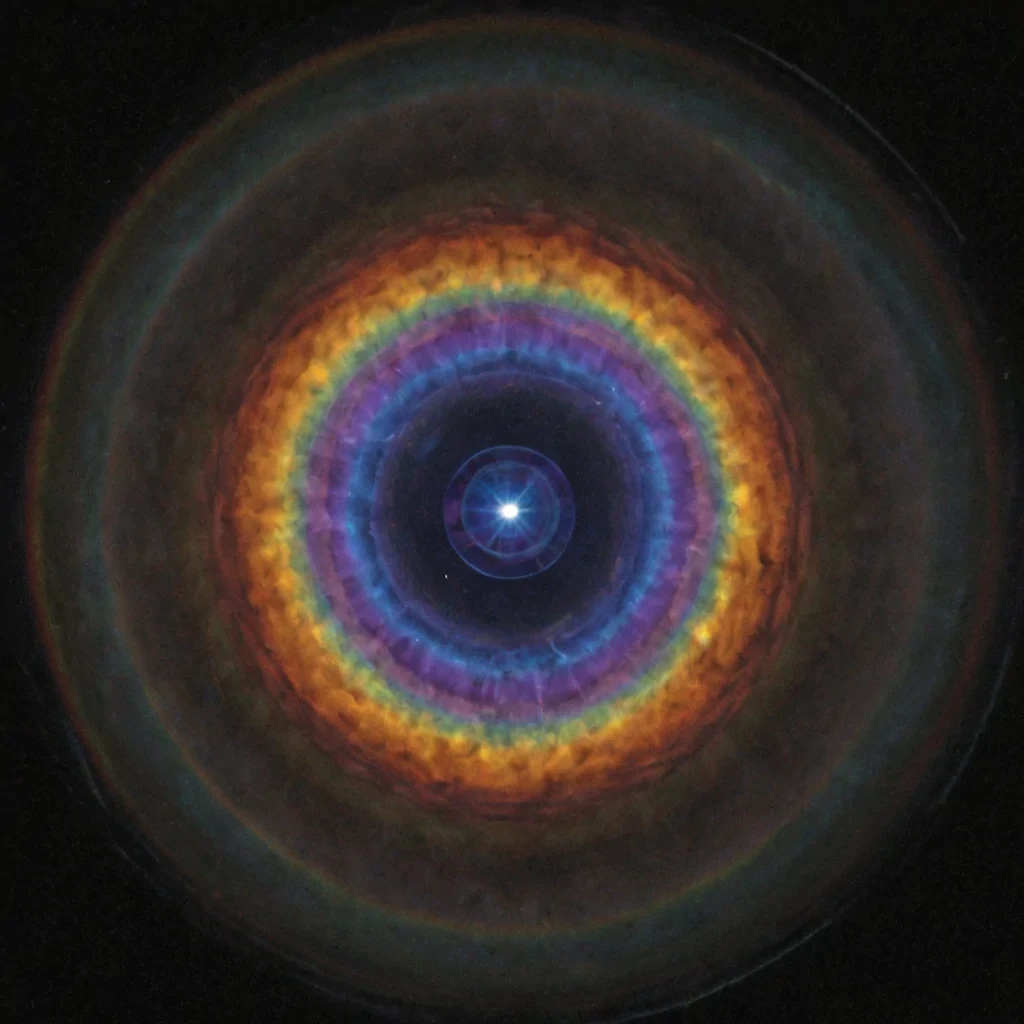 A single, selfreflecting prism of reversed light, shaped like a 3,682dimensional kaleidoscope of unformed spectrum and inverted refraction, rotates through the hollow core of a vast, inverted nebula of solidified darkness. Each facet is spun from the exact moment between a photon entering a lens and its refusal to bend, a rainbow forming in mist and dissolving into nondispersion, a heartbeat syncing with the rhythm of a dying star and collapsing into pure, unmeasured nonluminosity. The prism does not refract lightit unrefracts it, each spinning face shedding a layer of chromatic potential that never coalesced into color, meaning, or the weight of being seen. As