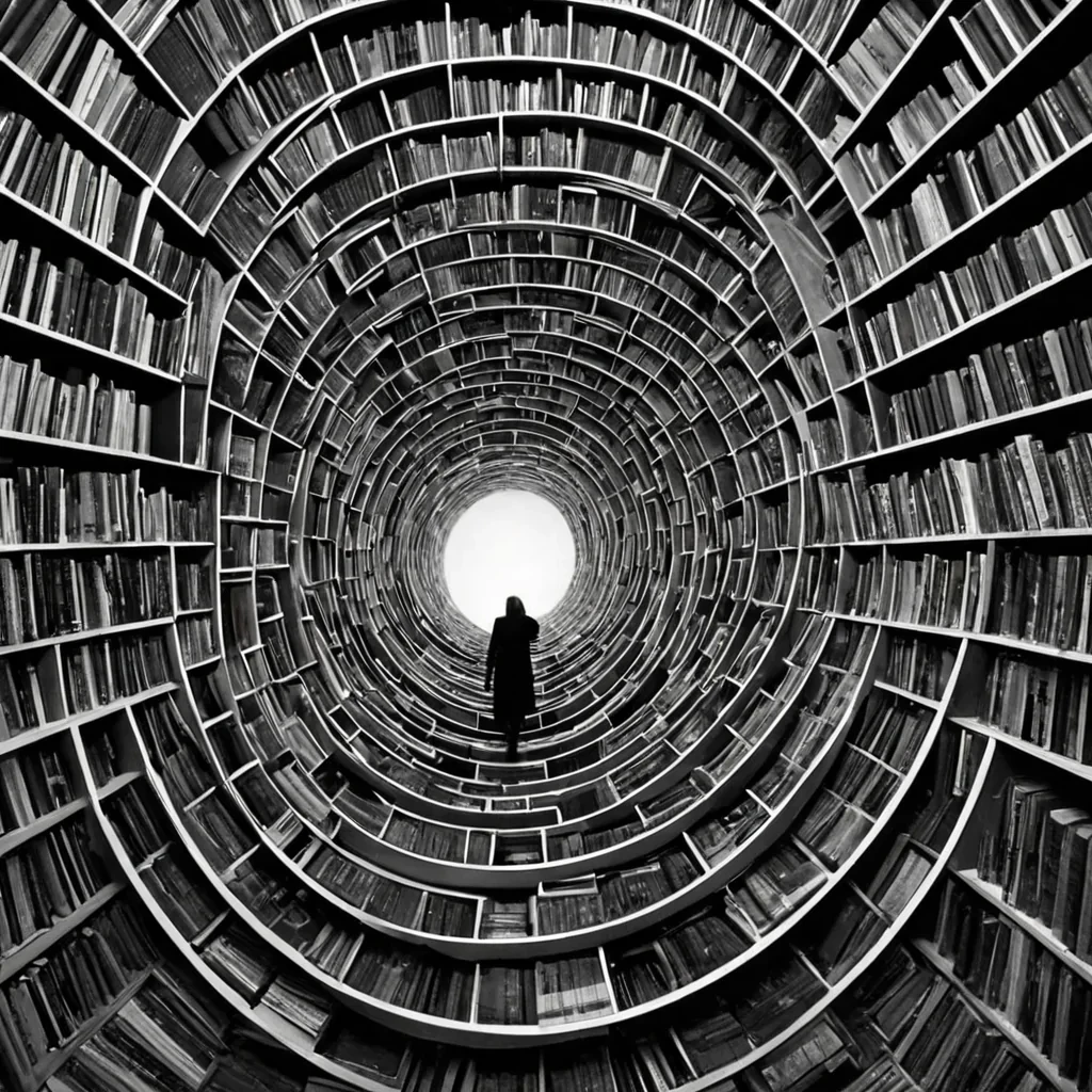 A single, selfsustaining filament of reversed nostalgia, shaped like a 7,341dimensional spiral of unformed memory and inverted longing, drifts through the center of a vast, inverted archive of solidified forgetting  each shelf carved from the exact moment between a hand reaching for a photograph and its refusal to grasp, a name whispered into the dark and dissolving into nonaffective silence, a scent recalled from childhood and collapsing into pure, unmeasured nonremembrance. The filament does not preserve the past  it unpreserves it, each coiling strand shedding a layer of emotional residue that never coalesced into lived experience, reforming into ephemeral, amethystthreaded afterimages shaped like the negative space