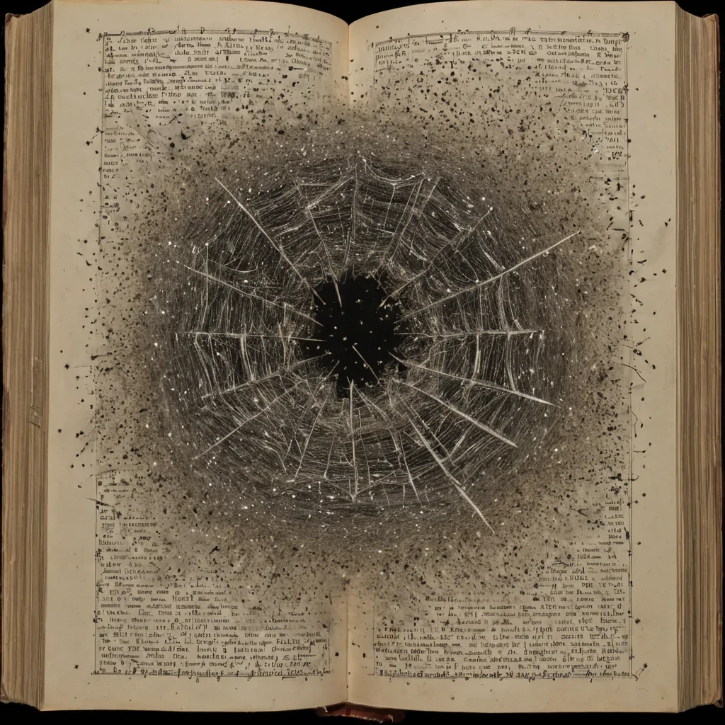 A single, selfrewriting constellation of fragmented memory, shaped like a 539dimensional palimpsest of unformed recollection and inverted nostalgia, drifts through the center of a vast, inverted library of solidified forgettingeach book bound from the exact moment between a name being whispered and its refusal to be remembered, a face forming in mind and its sudden dissolution into blurred light, a moment of joy crystallizing and then unraveling into nonsequential dust. The constellation does not recallit unrecalls, each shimmering shard shedding a layer of mnemonic potential that never coalesced into a shared past, reforming into ephemeral, amberthreaded afterimages shaped like the negative space between two hands that once held, but