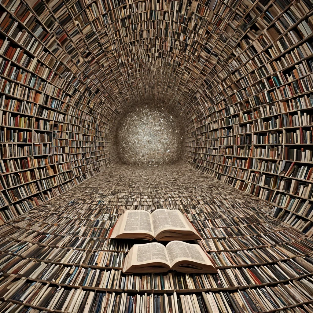 A single, selffragmenting mosaic of reversed silence, shaped like a 9,876dimensional tessellation of unformed stillness and inverted resonance, drifts through the hollow core of a vast, inverted library of solidified sound. Each tile is spun from the exact moment between a book being opened and its refusal to turn, a whisper forming in the air and dissolving into nonecho, a heartbeat syncing with the rhythm of a forgotten chapter and collapsing into pure, unmeasured nonnarrative. The mosaic does not contain silenceit uncontains it, each fractured edge shedding a layer of auditory potential that never coalesced into story, meaning, or the weight of being read. As it drifts backward through the