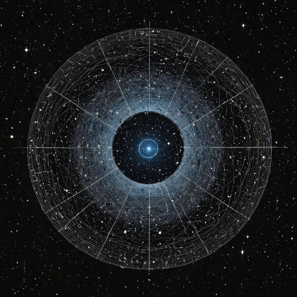 A single, selfsilencing thread of reversed resonance hums through the core of a floating, inverted observatory built from solidified stardust, its structure not glass or metal but woven from the thermal afterimage of a thousand unobserved constellations that never aligned in the sky of a world that never looked up. The thread does not vibrateit unlistens, each pulse dissolving a moment of celestial recognition into its original void, releasing a wave of zeroentropy stillness that fractures the fabric of wonder into a drifting mist of obsidian, geometric constellations, each one etched with the chromatic echo of an eye that never gazed into the dark. The observatorys dome is not transparentit is