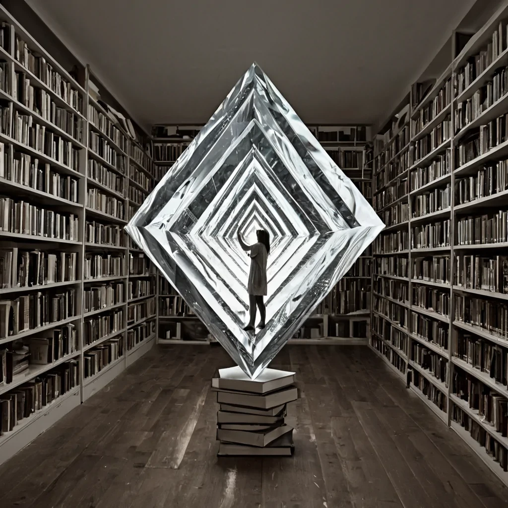 A single, selfreflecting shard of reversed empathy, shaped like a 1,000,001dimensional prism of unformed compassion and inverted tenderness, hovers at the center of a vast, inverted library of solidified indifferenceeach book carved from the exact moment between a hand reaching to comfort and its refusal to touch, a tear falling and dissolving into nonemotional dryness, a smile forming on the lips and collapsing into pure, unmeasured apathy. The shard does not mirror emotionit unmirrors it, each refracting facet shedding a layer of affective potential that never coalesced into shared feeling, reforming into ephemeral, rosequartzthreaded afterimages shaped like the negative
