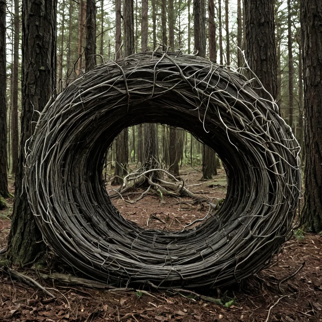 A single, selfilluminating tendril of compressed, nonNewtonian laughter emerges from the center of a vast, still forest composed entirely of petrified, unasked questions. The tendril does not growit unasks, each segment unraveling like a forgotten query, reforming into a slow, spiraling lattice of refracted curiosity shaped like the negative space between two minds that never met in the same thought. The forest is not woodit is a layered expanse of solidified silence from a thousand unspoken inquiries, each trunk etched with the emotional residue of a question that was almost formed, its bark shimmering with the faint, phonetic afterimage of a whisper that never left the lips. The air is