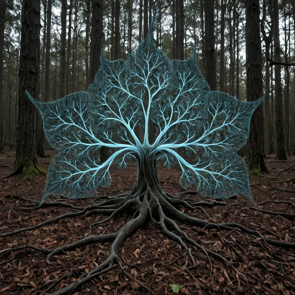 A single, selfreplicating cluster of bioluminescent silence, shaped like a 173dimensional fractal of unformed stillness and reversed resonance, drifts through the center of a vast, inverted forest of solidified soundwaveseach tree grown from the exact moment between a leaf rustling and its refusal to be heard, a birds call forming and its sudden dissolution into pure vibrationless air, a root cracking soil and its silent unraveling into nonechoing earth. The cluster does not emitit unemits, each pulsing node shedding a layer of acoustic potential that never coalesced into a shared atmosphere, reforming into ephemeral, quartzveined afterimages shaped like the negative space between