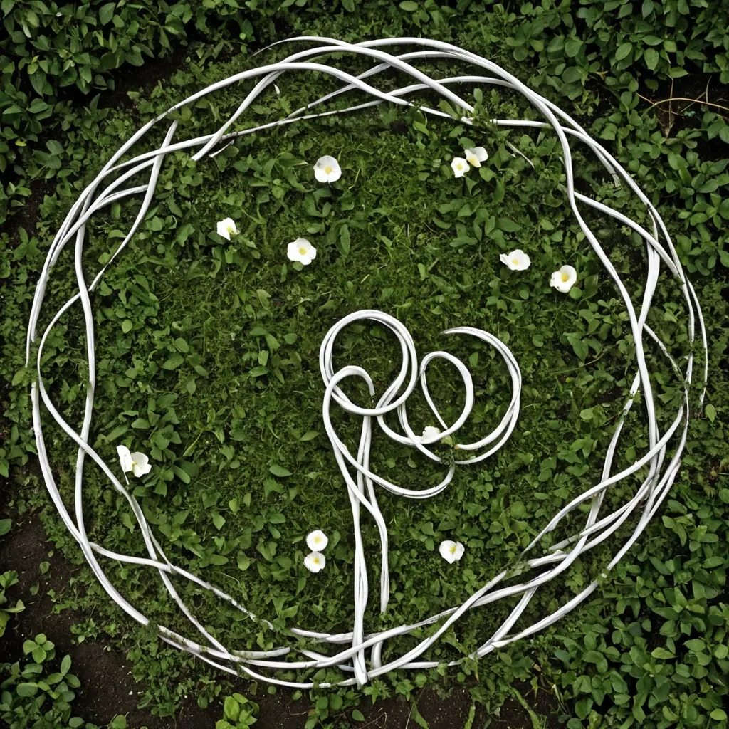 A single, selfunfolding tangle of liquid shadow, shaped like a hyperdimensional knot of reversed gravity and dissolved time, drifts through the center of a vast, inverted garden built from the compressed, unblooming petals of a civilization that communicated through the duration of synchronized, silent pruning of the same unrooted idea. The tangle does not flowit unflows, each ripple dissolving a layer of growth that never coalesced into a shared bloom, reforming into ephemeral, onyxveined afterimages shaped like the negative space between two shears that never cut the same stem in the same moment of mutual stillness. The garden is not botanicalit is a stratified expanse of petrified intention