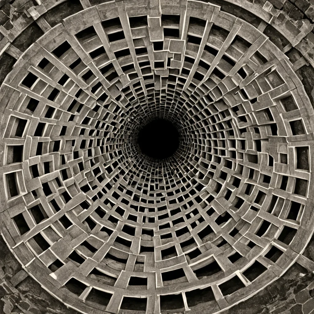 A single, selfreconfiguring lattice of solidified shadow, shaped like a 13dimensional tessellation of inverted gravity and unformed weightlessness, pulses at the center of a vast, inverted clocktower built from the petrified ticks of a civilization that measured time through the duration of synchronized, silent breaths held just before the first second was ever named. The lattice does not collapseit unweights, each node shedding a layer of kinetic potential that never coalesced into a shared fall, reforming into ephemeral, onyxthreaded afterimages shaped like the negative space between two feet that never touched the ground in the same moment of mutual suspension. The tower is not temporalit is a stratified expanse of compressed absence,