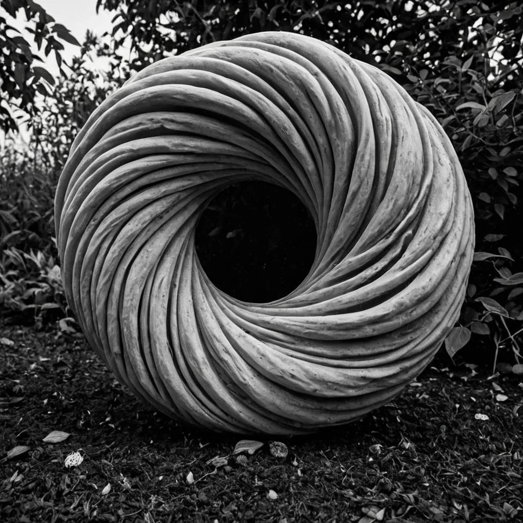 A single, selfrewriting knot of reversed silence, shaped like a 2,317dimensional hypertorus of unformed stillness and inverted resonance, pulses at the center of a vast, inverted garden of solidified breatheach petal carved from the exact moment between a sigh escaping and its refusal to be heard, a whisper forming and dissolving into nonaudible mist, a breath held and collapsing into pure, unmeasured void. The knot does not contain silenceit uncontains it, each twisting loop shedding a layer of potential sound that never coalesced into shared vibration, reforming into ephemeral, jadeveined afterimages shaped like the negative space between two lips that never parted to speak the uns
