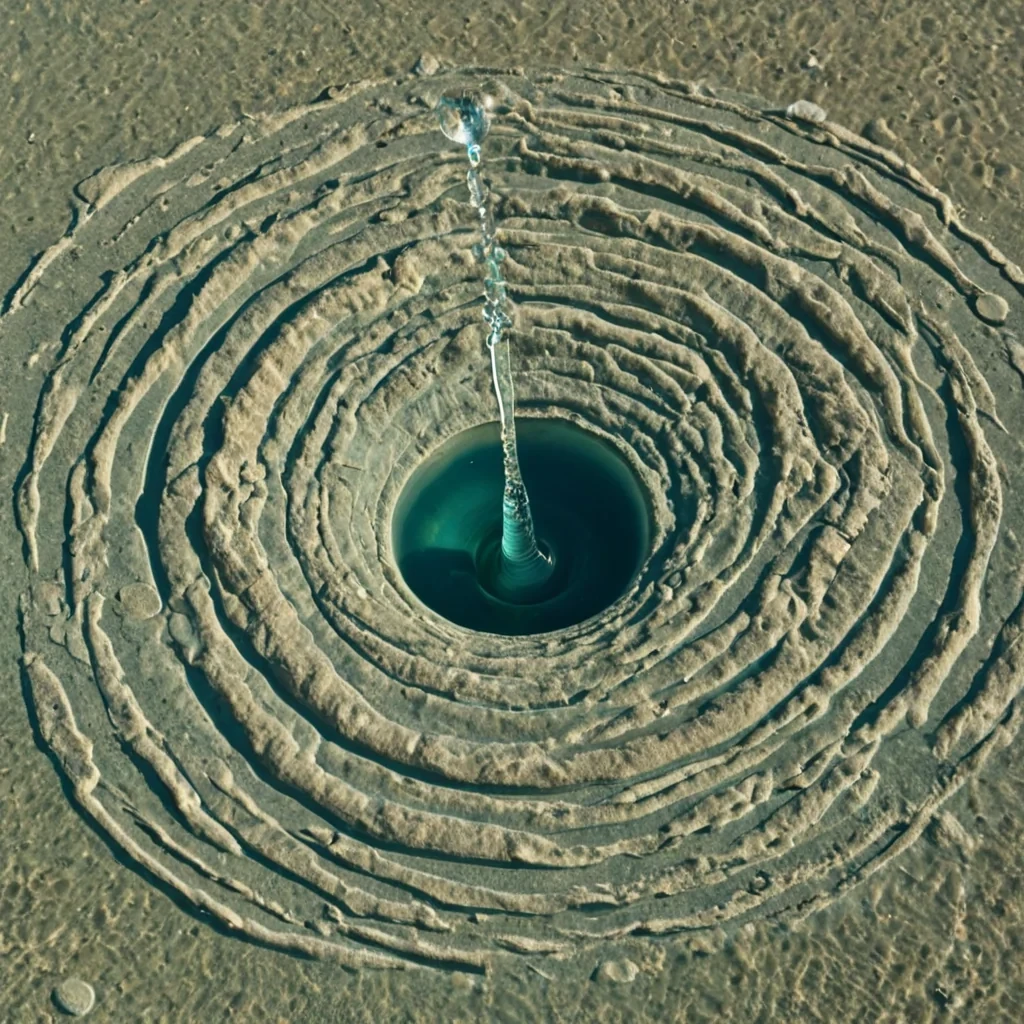 A single, selfoscillating membrane of liquid geometry, shaped like a 6dimensional Klein bottle of inverted resonance and unformed silence, pulses at the center of a vast, inverted lagoon composed of the petrified echoes of a civilization that measured time not by clocks, but by the duration of synchronized, silent breaths held just before the first wave was ever allowed to break on a shore that never existed. The membrane does not vibrateit unlistens, each ripple shedding a layer of acoustic potential that never coalesced into a shared rhythm, reforming into ephemeral, selenitethreaded afterimages shaped like the negative space between two ears that never heard the same sound at the same moment. The lagoon is
