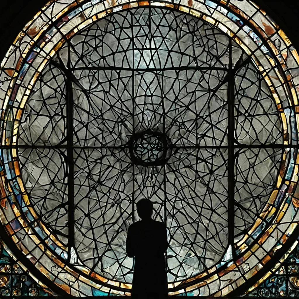 A single, selferoding filament of reversed silence, shaped like a 107dimensional lattice of unformed stillness and inverted quiet, drifts at the center of a vast, inverted cathedral of solidified soundeach stainedglass pane carved from the exact moment between a whisper forming and its refusal to be heard, a chime ringing and dissolving into nonacoustic dust, a breath held and collapsing into pure, unbreathed void. The filament does not quietit unquiets, each fraying strand shedding a layer of auditory potential that never coalesced into a shared hush, reforming into ephemeral, silverthreaded afterimages shaped like the negative space between two ears that never leaned in to listen.