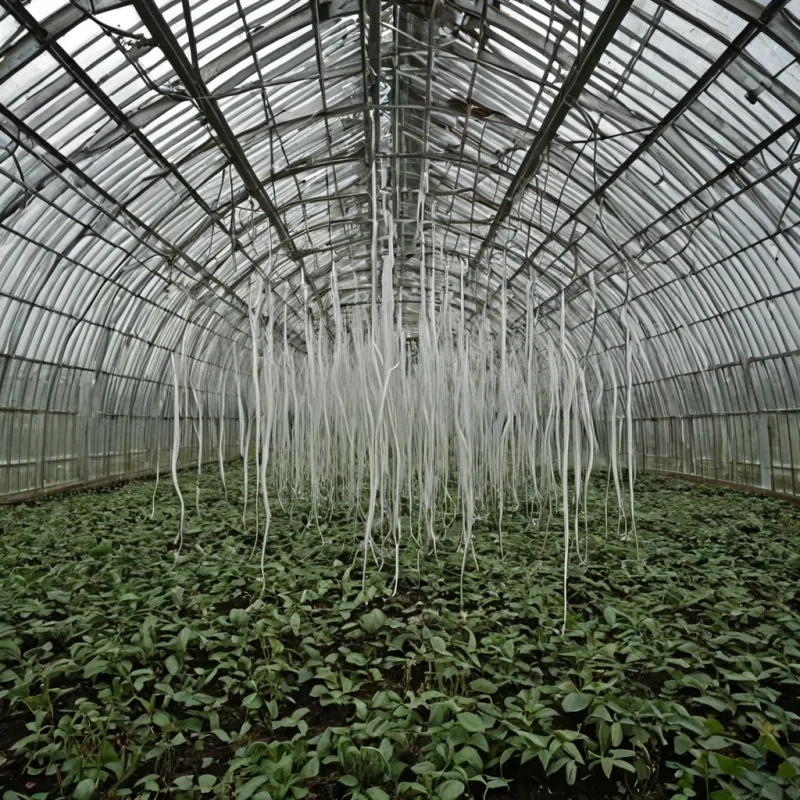 A single, selfoscillating filament of solidified breath hangs suspended in the center of a vast, inverted greenhouse built from the fused remains of a thousand glass vials that never held life, its strands not fibrous but woven from the thermal residue of a sigh exhaled into the void between two seasons that never collided. The filament does not vibrateit unvibrates, each cycle retracting a decade of resonance into its core, condensing into a dense, pearlescent helix that hums with the frequency of a lullaby composed in the language of unbroken frost. The greenhouses walls are not glassthey are layered sheets of petrified humidity, each pane etched with the chromatic afterimage of a