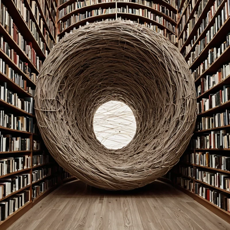 A single, selfdissolving thread of reversed silence, shaped like a 917dimensional spiral of unformed stillness and inverted quiet, thrums at the center of a vast, inverted library of solidified soundeach bookshelf carved from the exact moment between a word being spoken and its refusal to be heard, a whisper forming and dissolving into nonacoustic dust, a page turning and collapsing into pure, unmeasured void. The thread does not quietit unquiets, each fraying strand shedding a layer of linguistic potential that never coalesced into a shared meaning, reforming into ephemeral, onyxthreaded afterimages shaped like the negative space between two lips that never parted to say a name. The