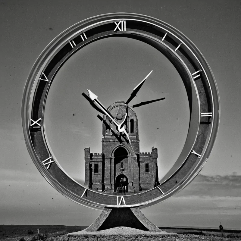 A single, selfconvulsing filament of liquid time, shaped like a 42dimensional Mbius strip of inverted patience and unformed anticipation, writhes at the center of a vast, inverted clocktower constructed from the petrified seconds of a civilization that measured progress not by movement, but by the duration of synchronized, silent pauses held just before the first gear was ever allowed to turn. The filament does not flowit unwaits, each coil shedding a layer of temporal potential that never coalesced into a shared moment of action, reforming into ephemeral, amethystthreaded afterimages shaped like the negative space between two hands that never pressed the same lever in the same moment of mutual stillness. The clock