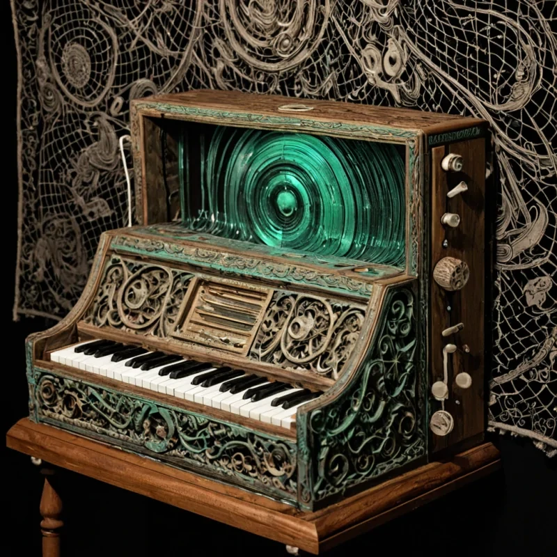 A single, selfrewinding tapestry of solidified dreams unravels from the spine of a floating, inverted music box carved from the petrified laughter of a child who never grew old, its threads not woven but forged from the thermal residue of a lullaby played in reverse on a piano that never had keys. The tapestry does not unravelit rewinds with each breath, retracting a century of forgotten sleep into its core, condensing into a dense, emerald scroll that hums with the harmonic frequency of a melody composed in the language of unbroken silence. The music boxs casing is not woodit is a lattice of frozen breath, each gear etched with the chromatic afterimage of a smile that never