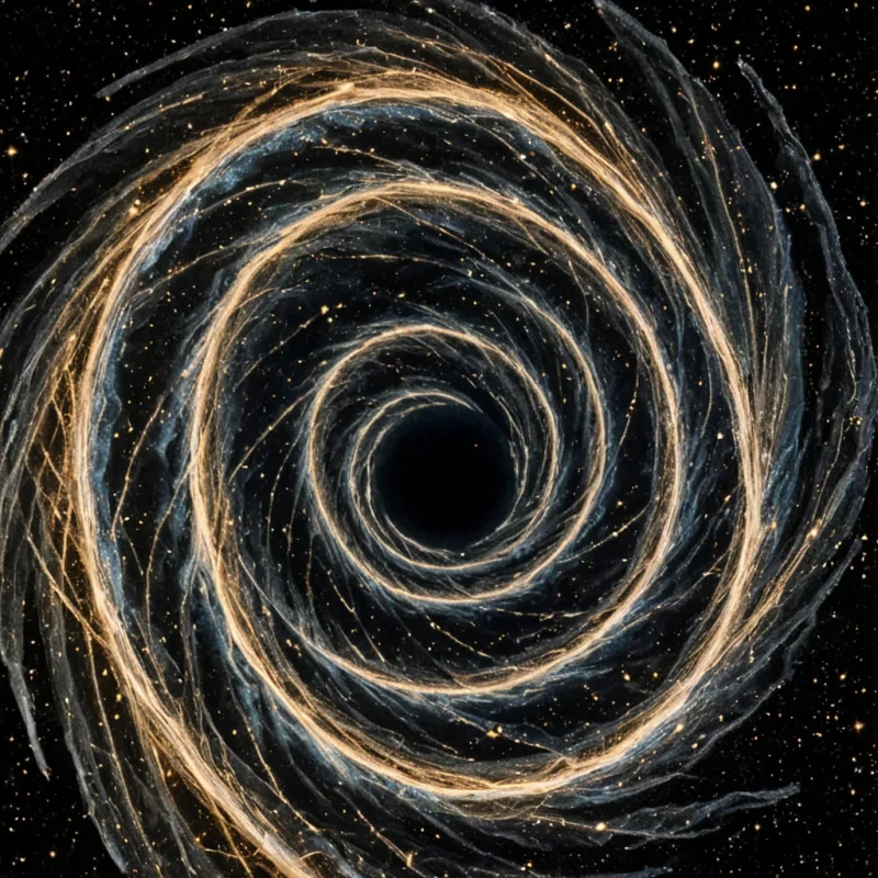 A single, selfilluminating filament of compressed stardust, shaped like a 17dimensional helix of inverted memory and unformed light, pulses at the center of a vast, inverted observatory built from the petrified silence of a civilization that measured time through the duration of synchronized, silent gazing at the same unchanging star. The filament does not glowit unremembers, each spiral unraveling a layer of visual potential that never coalesced into a shared sight, reforming into ephemeral, sapphirethreaded afterimages shaped like the negative space between two eyes that never blinked in the same moment of mutual wonder. The observatory is not astronomicalit is a stratified expanse of compressed stillness,