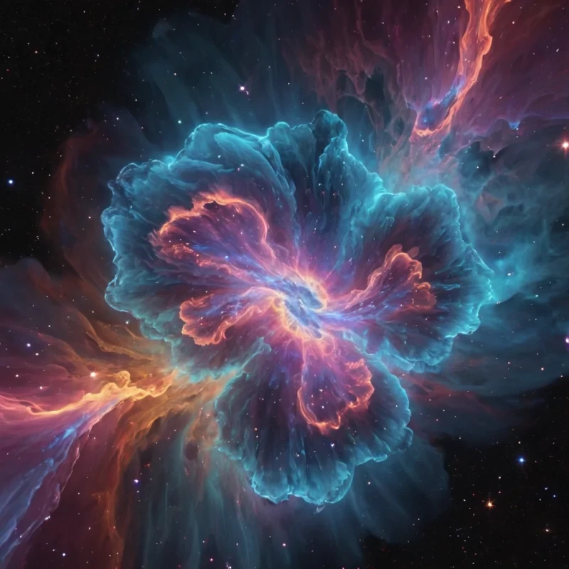 Photorealistic, Ultra HD, intricate, holographic, levitating, interstellar nebula, composed of swirling, ethereal, iridescent gas clouds, casting dynamic, volumetric shadows under cinematic, pulsating, neon lighting. Atmospheric effects create a mesmerizing dance of holographic, ethereal nanobots, while vibrant, pulsating colors reflect off the nebulas reflective, holographic surfaces, revealing a mesmerizing, otherworldly cosmic landscape.