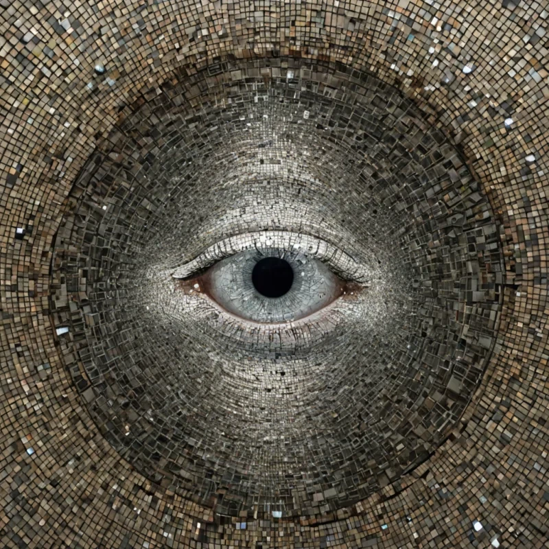A single, selffragmenting mirror of reversed reflection, shaped like a 19,207dimensional mosaic of unformed sight and inverted perception, hovers at the center of a vast, inverted observatory of solidified blindness. Each shard is forged from the exact moment between an eye opening and its refusal to focus, a gaze meeting a face and dissolving into nonrecognition, a light source being perceived and collapsing into pure, unmeasured nonvision. The mosaic does not reflect realityit unreflects it, each shattering fragment shedding a layer of optical potential that never coalesced into clarity, depth, or color, reforming into ephemeral, opalveined dust that drifts like the last breath