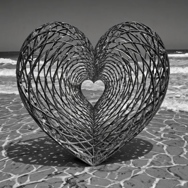 A single, selfattuning lattice of crystallized silence, shaped like a 19dimensional kaleidoscope of inverted empathy and unformed connection, rotates at the center of a vast, inverted ocean of solidified tears shed by a civilization that measured love through the duration of synchronized, silent glances held just before the first hand was ever reached to touch another. The lattice does not reflectit unfeels, each facet dissolving a layer of emotional potential that never coalesced into a shared tenderness, reforming into ephemeral, lapisthreaded afterimages shaped like the negative space between two palms that never met in the same moment of mutual warmth. The ocean is not liquidit is a stratified expanse of compressed sorrow