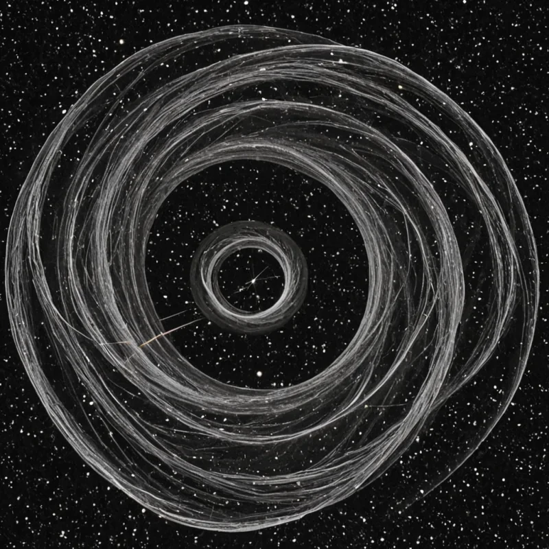 A single, selfoscillating filament of reversed chroniton dust, shaped like a spiraling, nonreflective helix of suspended paradox, pulses at the center of a vast, inverted archive suspended in the vacuum between two nonrotating, silent galaxies. The filament does not vibrateit unremembers, each twist dissolving a layer of time that never coalesced, reforming into ephemeral, chromatic constellations shaped like the negative space between two clocks that never ticked in the same rhythm of causality. The archive is not metal or stoneit is a layered expanse of solidified narrative, each shelf etched with the thermodynamic residue of a story that was almost written, its surfaces