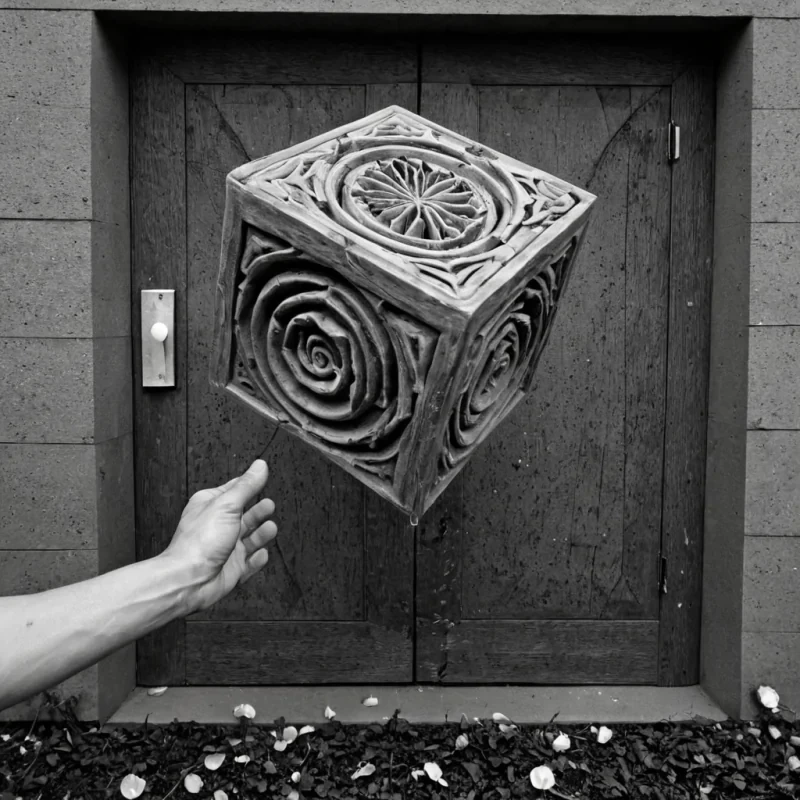 A single, selffragmenting tesseract of reversed patience, shaped like a 1,007dimensional cube of unformed endurance and inverted waiting, rotates slowly at the center of a vast, inverted garden of solidified urgencyeach petal carved from the exact moment between a hand reaching for a door and its refusal to turn the knob, a letter being written and dissolving into nonepistolary stillness, a promise forming and collapsing into pure, unmeasured delay. The cube does not hold timeit unholds it, each crystalline face shedding a layer of temporal potential that never coalesced into patient action, reforming into ephemeral, lapislazulithreaded afterimages shaped like the negative space